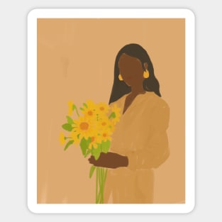 Lady with Sunflowers Sticker